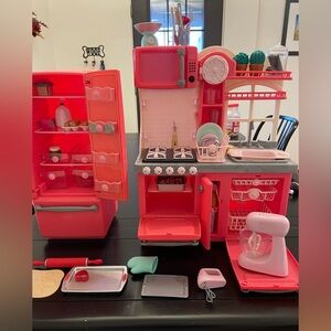 Our generation doll kitchen. Refrigerator and oven plus accessories